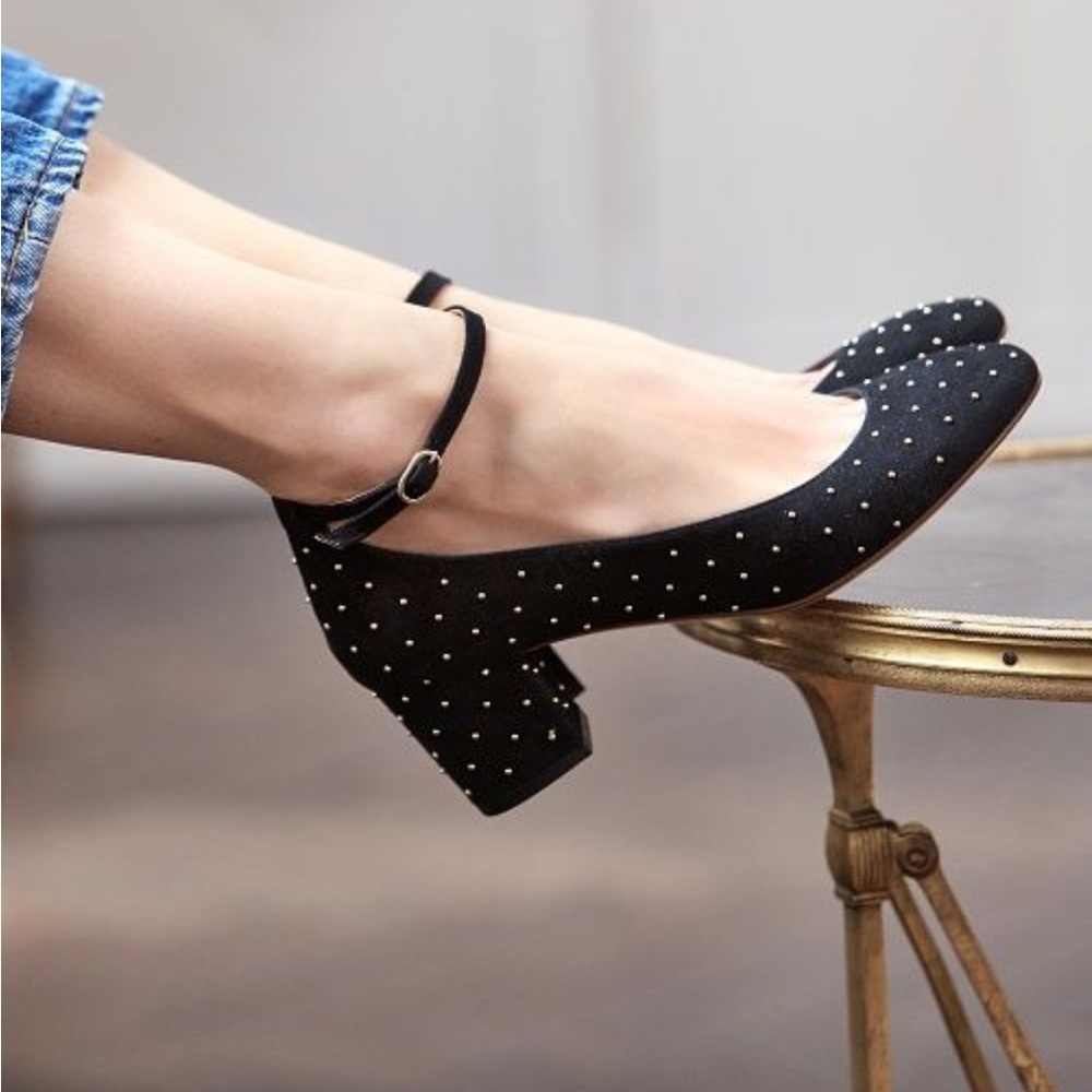 Sezane Studded Ashley Babies Black Suede